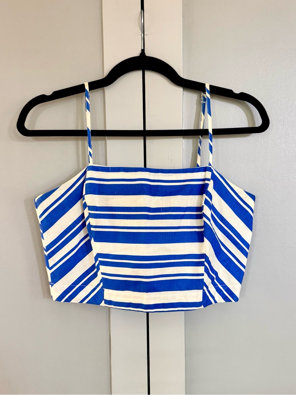 J.O.A. Blue and White Striped Cropped Tank